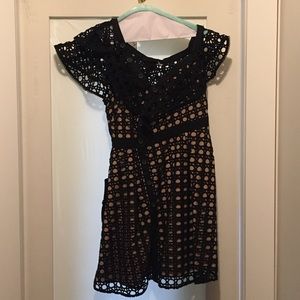 Self-Portrait Lace Asymmetric Dress. Black- size 6
